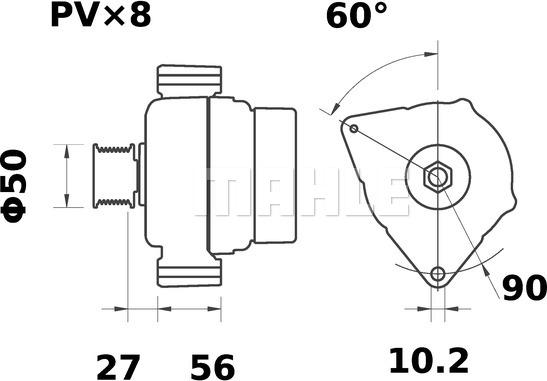 MAHLE MG 571 - Генератор vvparts.bg