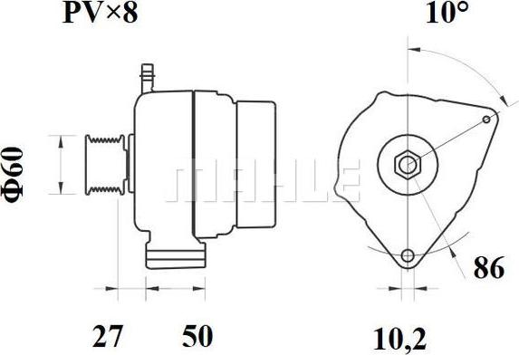 MAHLE MG 108 - Генератор vvparts.bg