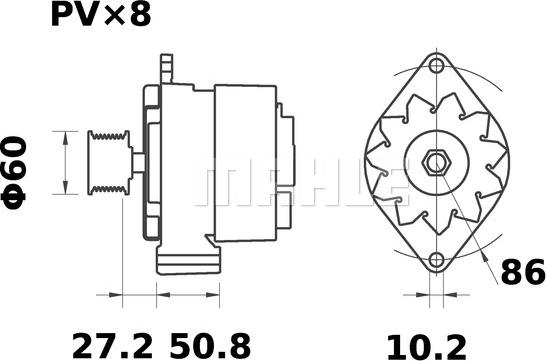 MAHLE MG 482 - Генератор vvparts.bg