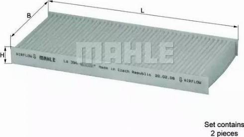 MAHLE LA 394/S - Филтър купе (поленов филтър) vvparts.bg