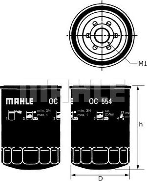 MAHLE OC 554 - Маслен филтър vvparts.bg