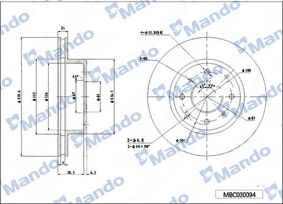 Mando MBC030094 - Спирачен диск vvparts.bg