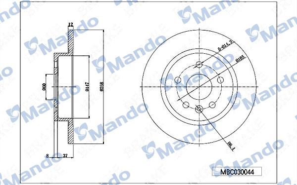 Mando MBC030044 - Спирачен диск vvparts.bg