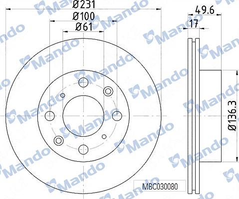 Mando MBC030080 - Спирачен диск vvparts.bg