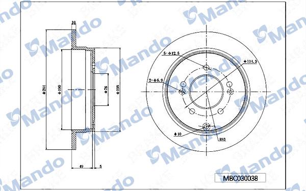 Mando MBC030038 - Спирачен диск vvparts.bg