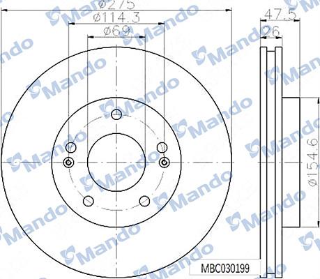 Mando MBC030199 - Спирачен диск vvparts.bg