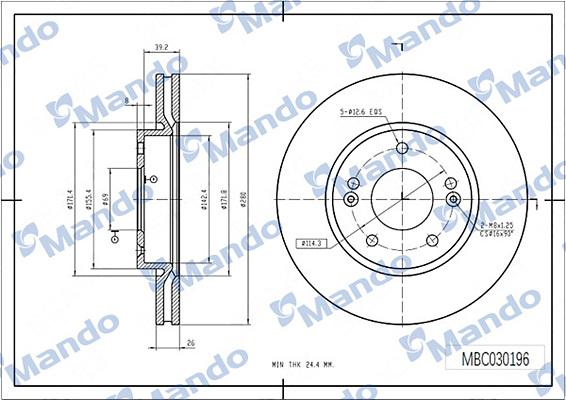 Mando MBC030196 - Спирачен диск vvparts.bg