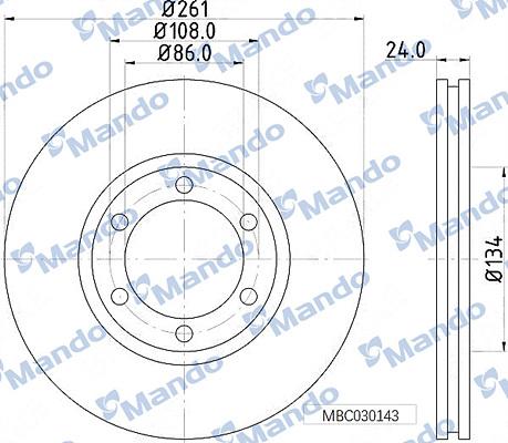 Mando MBC030143 - Спирачен диск vvparts.bg