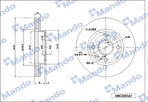 Mando MBC030147 - Спирачен диск vvparts.bg