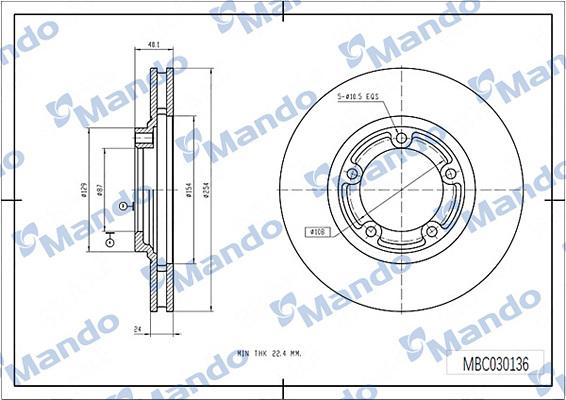 Mando MBC030136 - Спирачен диск vvparts.bg