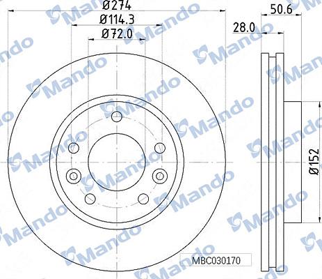 Mando MBC030170 - Спирачен диск vvparts.bg