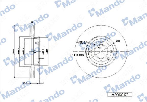 Mando MBC030172 - Спирачен диск vvparts.bg