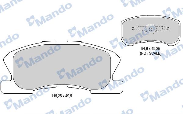 Mando MBF015490 - Комплект спирачно феродо, дискови спирачки vvparts.bg