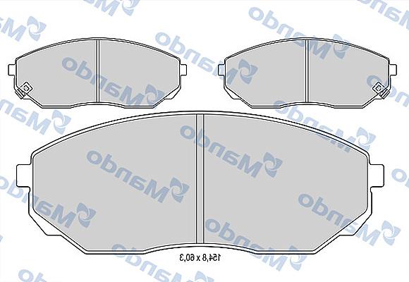 Mando MBF015587 - Комплект спирачно феродо, дискови спирачки vvparts.bg