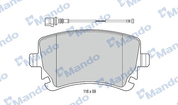 Mando MBF015207 - Комплект спирачно феродо, дискови спирачки vvparts.bg
