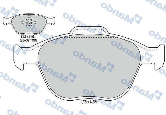 Mando MBF015182 - Комплект спирачно феродо, дискови спирачки vvparts.bg