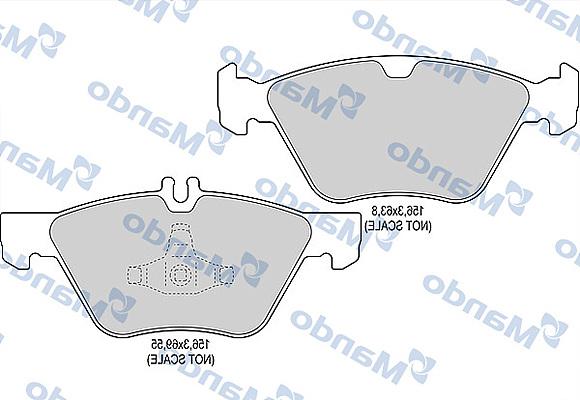 Mando MBF015135 - Комплект спирачно феродо, дискови спирачки vvparts.bg