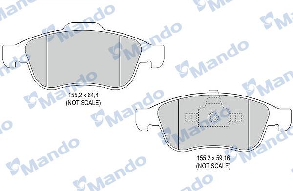 Mando MBF015255 - Комплект спирачно феродо, дискови спирачки vvparts.bg