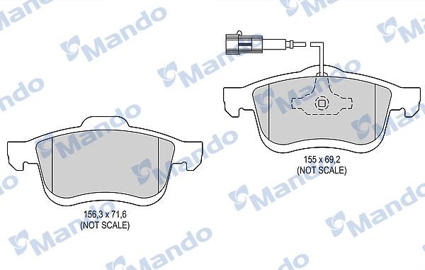 Mando MBF015252 - Комплект спирачно феродо, дискови спирачки vvparts.bg