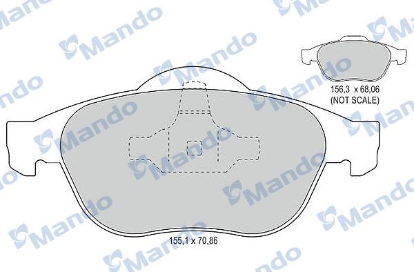 Mando MBF015790 - Комплект спирачно феродо, дискови спирачки vvparts.bg