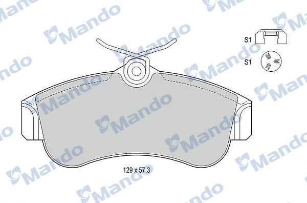 Mando MBF015726 - Комплект спирачно феродо, дискови спирачки vvparts.bg