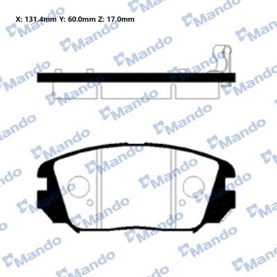 Mando MBF010029E - Комплект спирачно феродо, дискови спирачки vvparts.bg