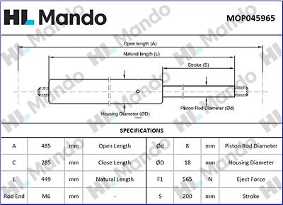 Mando MOP045965 - Газов амортисьор, багажно / товарно пространство vvparts.bg