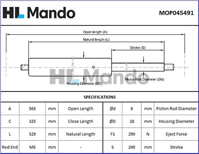 Mando MOP045491 - Газов амортисьор, багажно / товарно пространство vvparts.bg