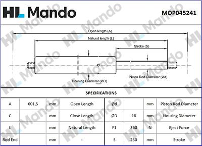 Mando MOP045241 - Газов амортисьор, багажно / товарно пространство vvparts.bg