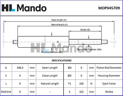 Mando MOP045709 - Газов амортисьор, багажно / товарно пространство vvparts.bg