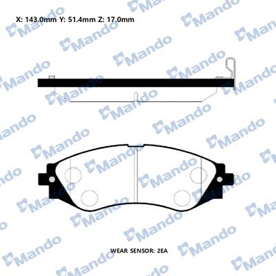 Mando RMPD15NS - Комплект спирачно феродо, дискови спирачки vvparts.bg