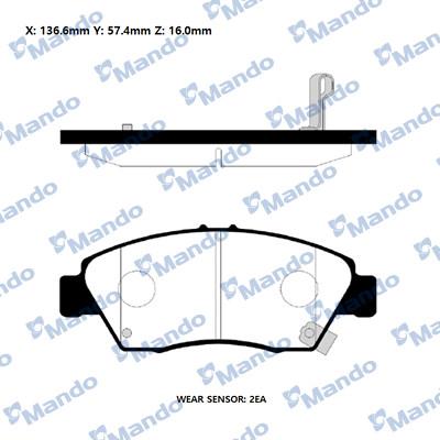 Mando RMPO05NS - Комплект спирачно феродо, дискови спирачки vvparts.bg