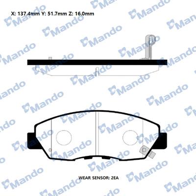 Mando RMPO02NS - Комплект спирачно феродо, дискови спирачки vvparts.bg