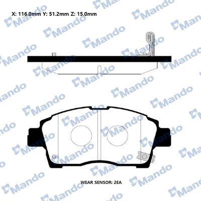 Mando RMPT03NS - Комплект спирачно феродо, дискови спирачки vvparts.bg