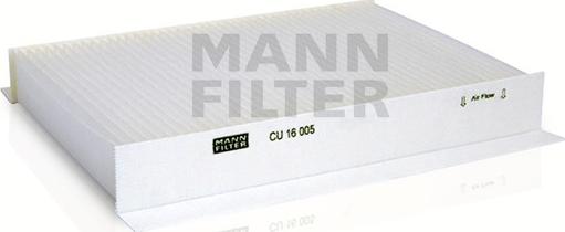 Mann-Filter CU 16 005 - Филтър купе (поленов филтър) vvparts.bg