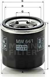 Mann-Filter MW 64/1 - Маслен филтър vvparts.bg