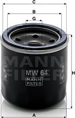 Mann-Filter MW 64 - Маслен филтър vvparts.bg