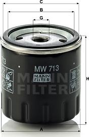 Mann-Filter MW 713 - Маслен филтър vvparts.bg