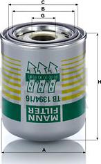 Mann-Filter TB 1394/16 x - Пълнител-изсушител на въздуха, пневматична система vvparts.bg