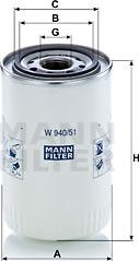 Mann-Filter W 940/51 - Филтър, работна хидравлика vvparts.bg