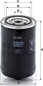 Mann-Filter W 940 (10) - Маслен филтър vvparts.bg