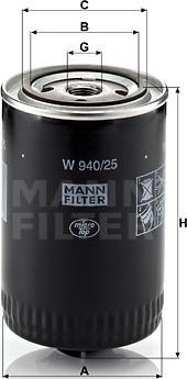 Mann-Filter W 940/25 (10) - Маслен филтър vvparts.bg