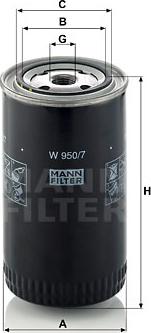 Mann-Filter W 950/7 - Маслен филтър vvparts.bg