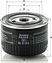 Mann-Filter W 914/4 - Маслен филтър vvparts.bg