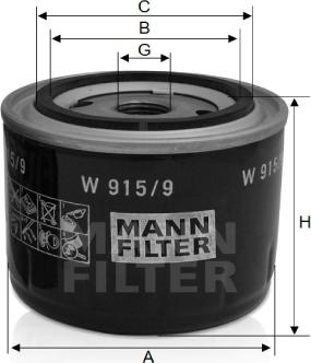 Mann-Filter W 915/9 - Маслен филтър vvparts.bg