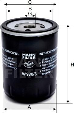 Mann-Filter W 930/6 - Маслен филтър vvparts.bg