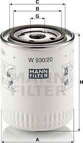 Mann-Filter W 930/20 - Маслен филтър vvparts.bg