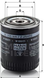 Mann-Filter W 930/21 - Маслен филтър vvparts.bg
