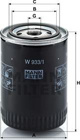 Mann-Filter W 933/1 - Маслен филтър vvparts.bg