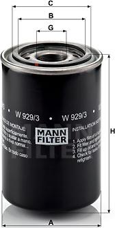 Mann-Filter W 929/3 - Маслен филтър vvparts.bg